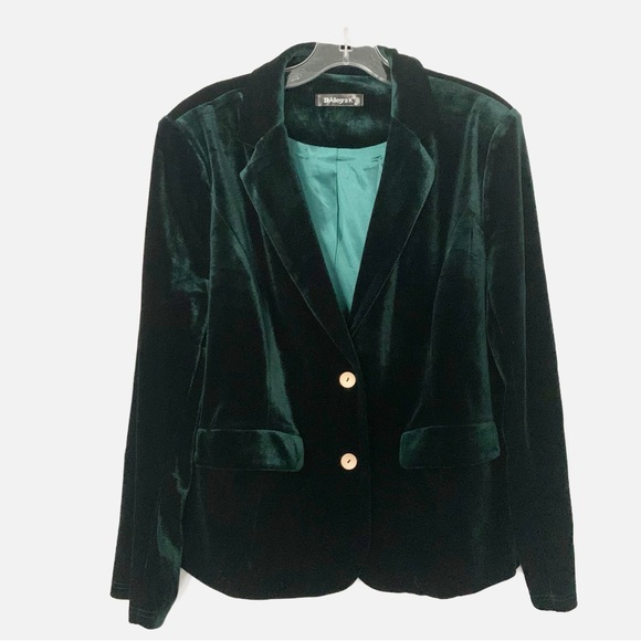 Elegant Velvet Green Blazer - Picture 1 of 2